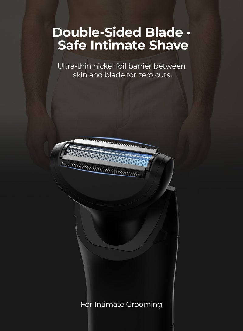 DOSCHER Body Trimmer for Men,Ceramic & Dual-Sided Heads, Pubic & Body Hair Tools, 90-Min Battery, Fast Charge, IPX Waterproof Black - Image 4
