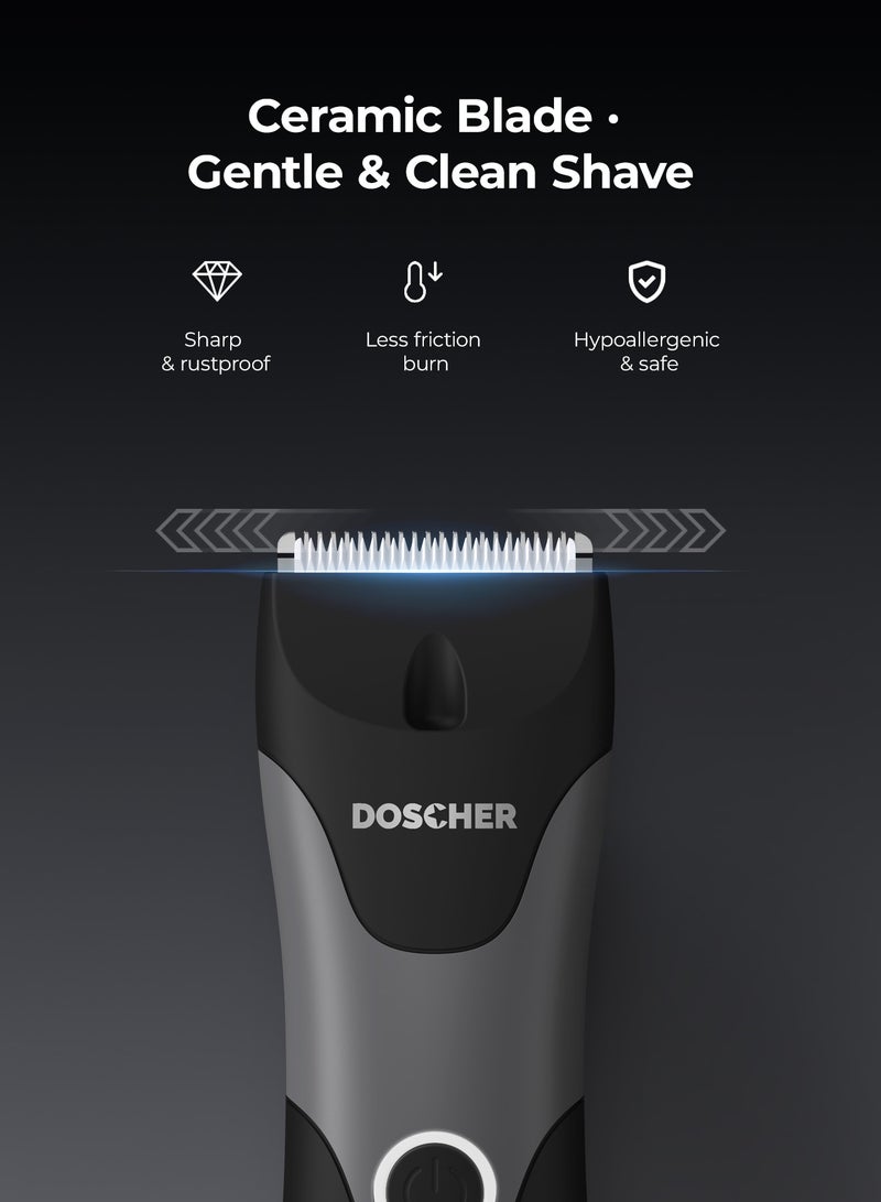 DOSCHER Body Trimmer for Men,Ceramic & Dual-Sided Heads, Pubic & Body Hair Tools, 90-Min Battery, Fast Charge, IPX Waterproof Black - Image 5