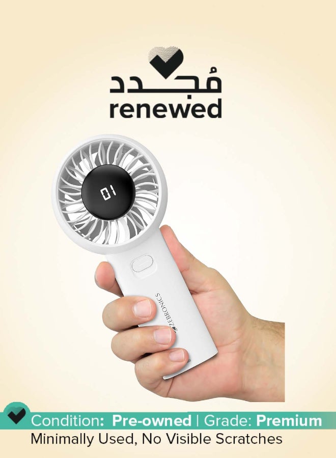 زيبونيكس Renewed - Heat Buster 200 Portable Hand Fan with LED Display and 12h Battery Backup - Image 1