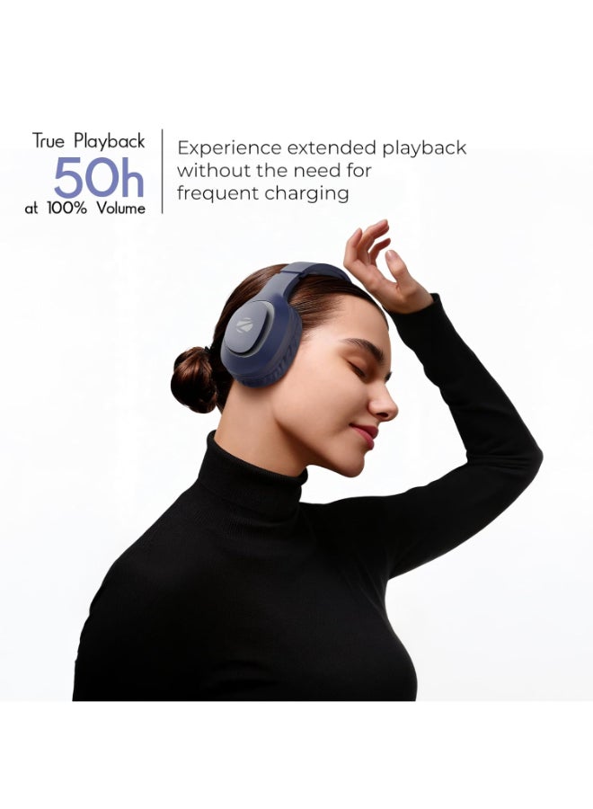 زيبونيكس Renewed - Thunder Neo Wireless Headphone with 50hrs Playback, ENC, and Gaming Mode Blue - Image 3