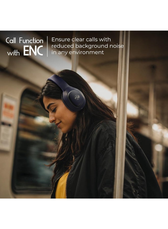 زيبونيكس Renewed - Thunder Neo Wireless Headphone with 50hrs Playback, ENC, and Gaming Mode Blue - Image 5