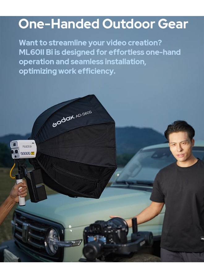 جودوكس Renewed - ML60II Bi-Color LED Video Light | Portable 70W Studio Light, 2800-6500K, CRIâ‰¥96 TLCIâ‰¥97+Built-in 11 Lighting Effects App Control | for Live Streaming, Interview, Still Life Photography | White - Image 5