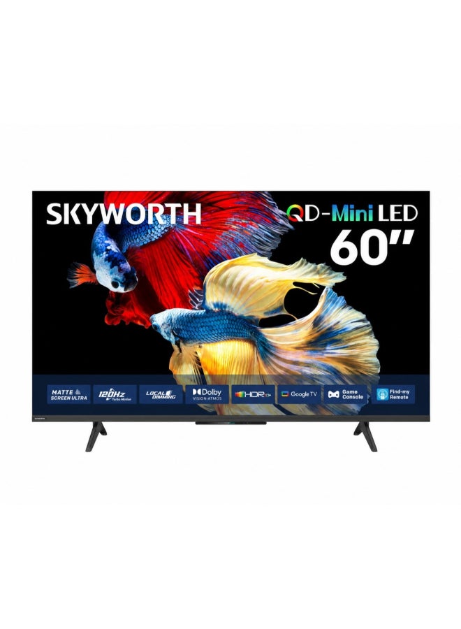 سكاي ورث 60" QD-Mini LED, Matt Screen, 120Hz (Google TV), Dolby Atmos, Filmmaker Mode, 2-Year Warranty 60X6400H Black - Image 1
