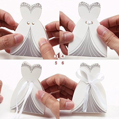 Rbenxia Wholesale Wedding Favors Wedding Party Favor Boxes Creative Tuxedo Dress Groom Bridal Candy Gift Box with Ribbon 100pcs - Image 4