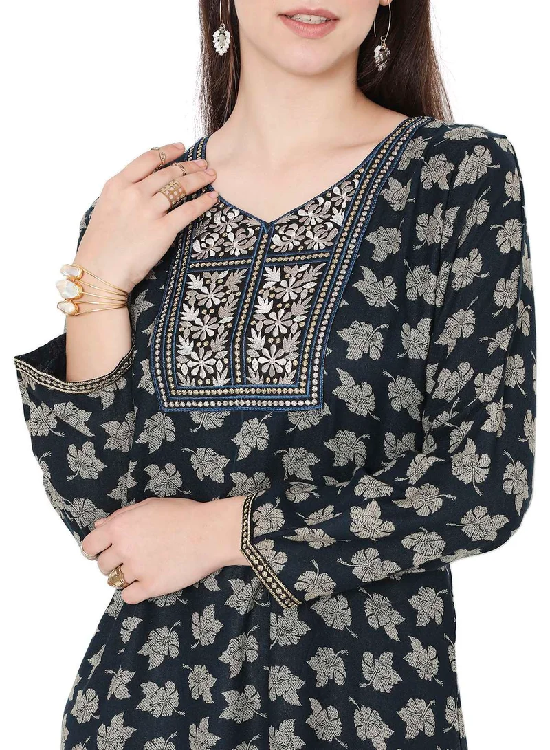 HANA & SARA LONG MODEST PRINTED WITH EMBROIDERY ARABIC KAFTAN JALABIYA DRESSES