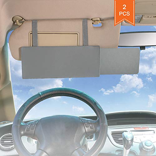 WANPOOL Car Visor Sunshade, WANPOOL Car Visor Anti-Glare Sunshade Extender for Front Seat Driver and Passenger - 2 Pieces (Gray) - Image 1