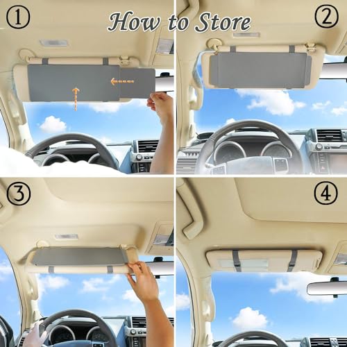 WANPOOL Car Visor Sunshade, WANPOOL Car Visor Anti-Glare Sunshade Extender for Front Seat Driver and Passenger - 2 Pieces (Gray) - Image 2