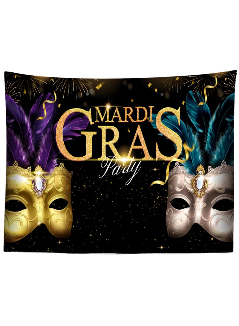 موردلي ١٠٠ × ١٥٠ سم، قماش، خلفية ماردي غرا، خلفية تصوير تنكرية، قناع، ريش، حفلة موسيقية، رقص، حفلة تنكرية، ذهبي، أخضر، بنفسجي، ديكورات حفلات ماردي غرا، كشك تصوير، دعامات تصوير. - Image 4