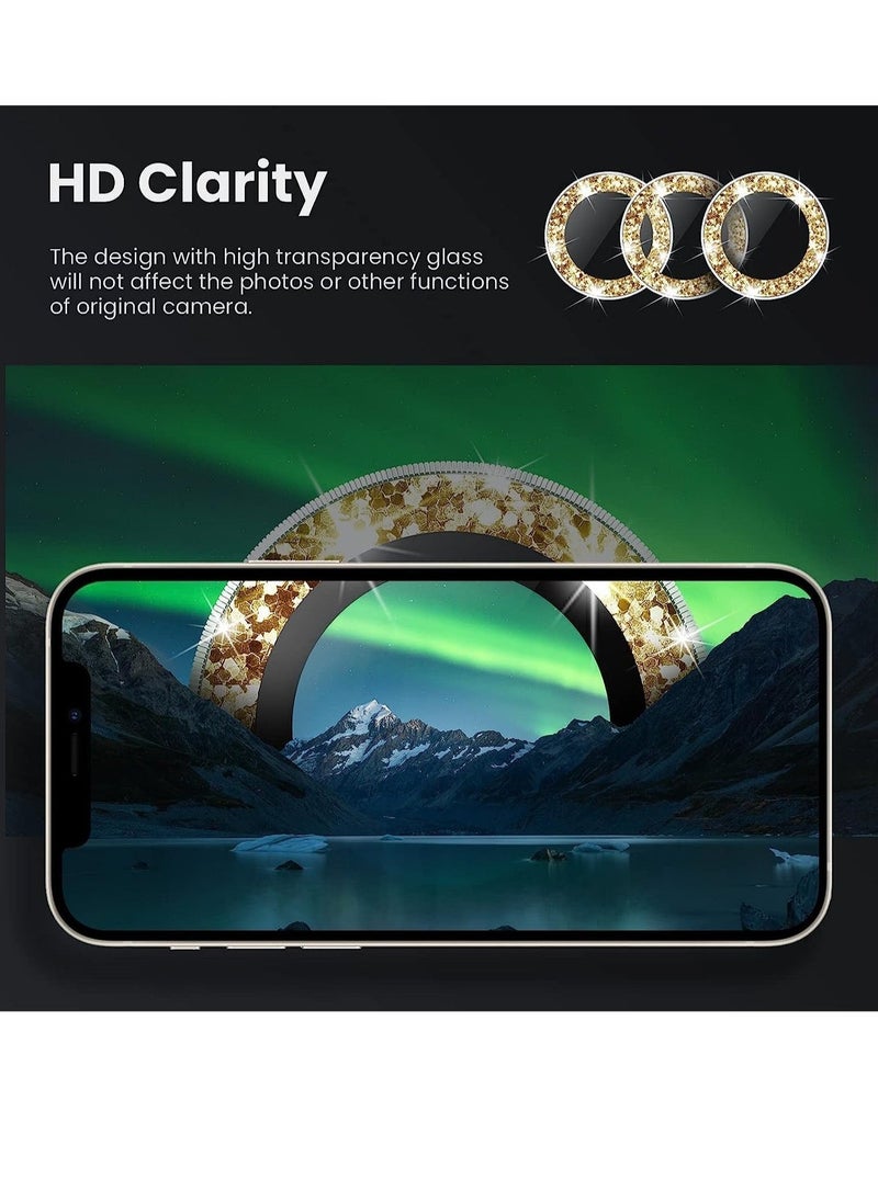 Raxoom iPhone 13 Pro Max Camera Lens Protector, 9H Tempered Glass Camera Cover Screen Protector Metal Individual Ring - Image 2