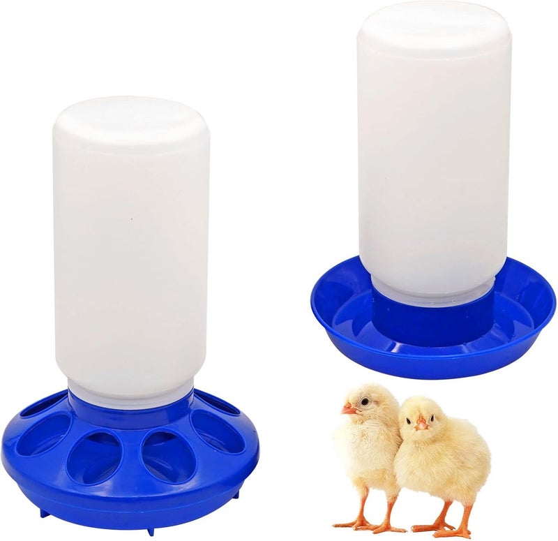 NAOEDEAH Chicken Feeder and Waterer Set Poultry Automatic Chicken Waterer Feeder Duck Chicken Coop Accessories Supplies Quail Chick Baby Chicken Feeders no Waste Bird Water Dispenser (Blue) - Image 1