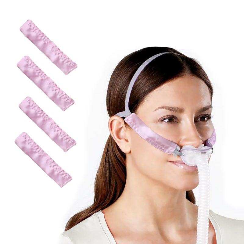 4 عبوات أغطية أحزمة CPAP ساتان، وسادة وجه CPAP عالمية ومريحة، وسادات رأس CPAP ناعمة لتقليل العلامات الحمراء