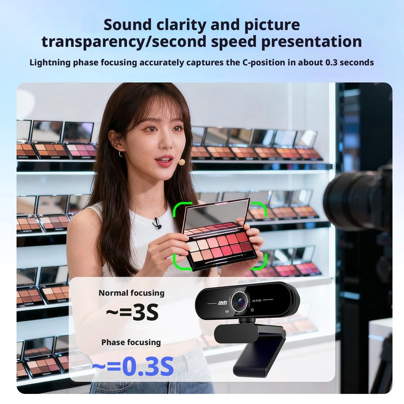 كاميرا ويب فائقة الدقة 4K مع ميكروفون للكمبيوتر واللابتوب للمؤتمرات عبر الفيديو - Image 2