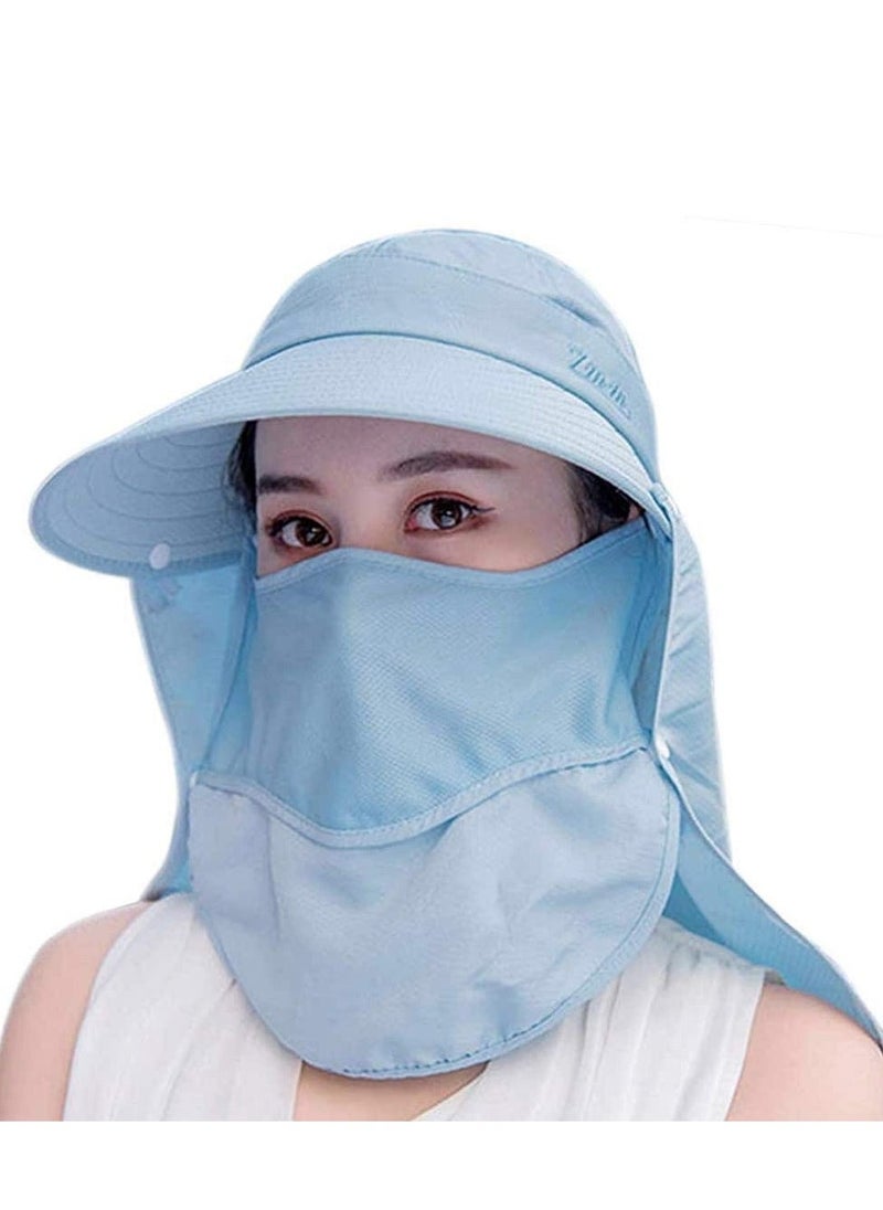 Generic Wide Brim Sun Hat, Fishing Hat Cap for Men & Women, Outdoor UV Sun Protection Hat, Women Sun Face Mask Visor Hat, Waterproof Breathable Hiking Hat, UPF 50 Protection Bucke (Sky Blue) - Image 1