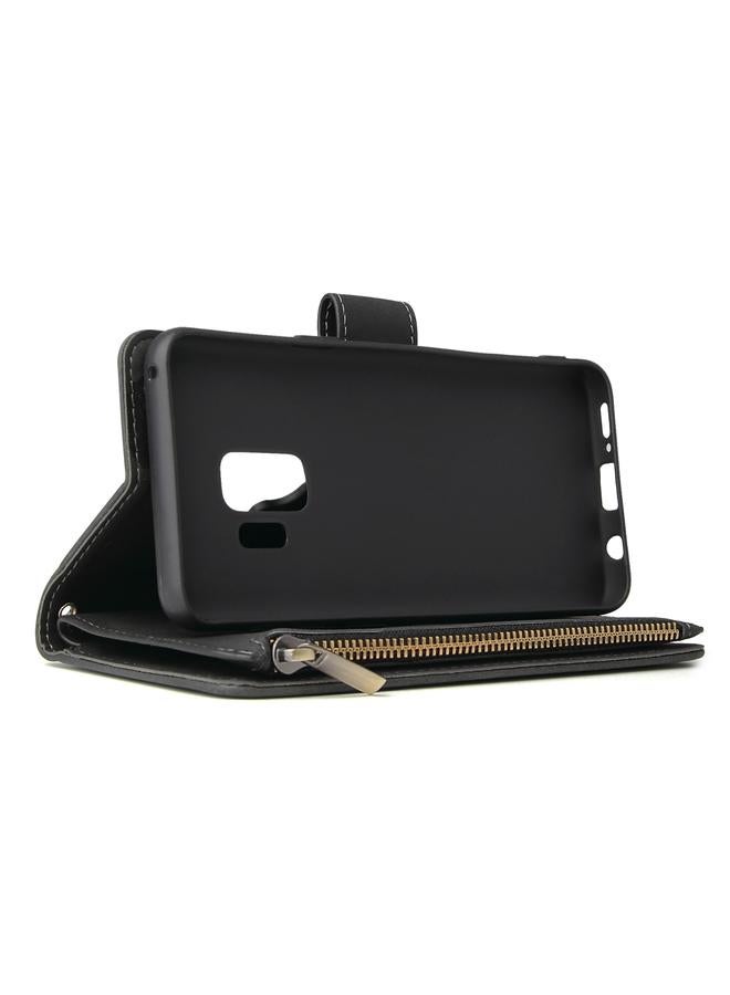 Zaboon Case For Galaxy S9+ Multifunctional Retro Frosted Horizontal Flip Leather Case with Card Slot & Holder & Zipper Wallet & Photo Frame & Lanyard - Image 4