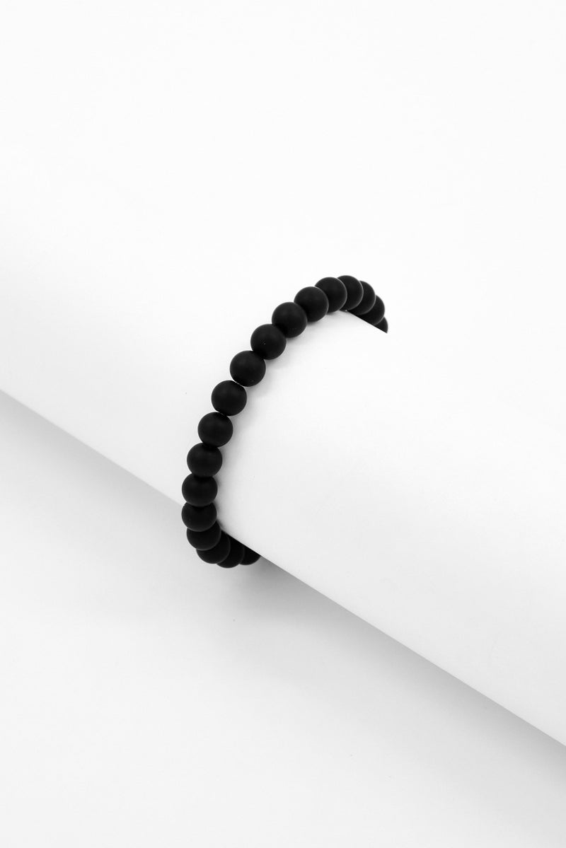 NAUTICA Men Glass Beaded Stretch Bracelet, Black - Image 2