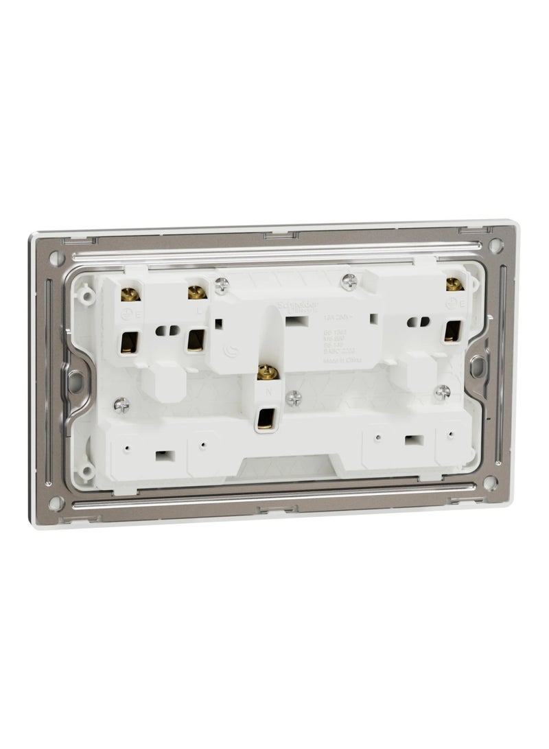 Schneider Electric Schneider Electric Switched socket, Unica X, 13A, 250V, 2 gangs, stainless steel - NUXT25_SS - Image 2