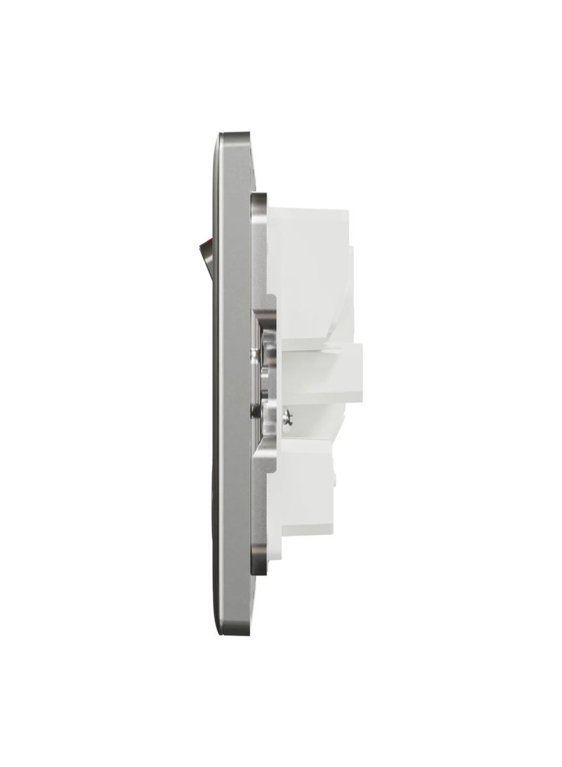 Schneider Electric Schneider Electric Switched socket, Unica X, 13A, 250V, 2 gangs, stainless steel - NUXT25_SS - Image 3