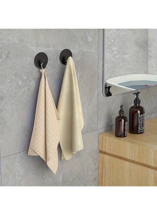 Modern Black Wall Mounted Towel Hooks 2pcs Adhesive Bathroom Kitchen Organizer - Image 2