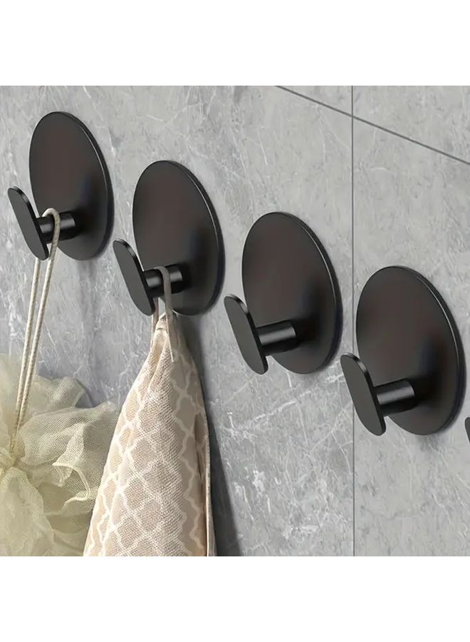 Modern Black Wall Mounted Towel Hooks 2pcs Adhesive Bathroom Kitchen Organizer - Image 1