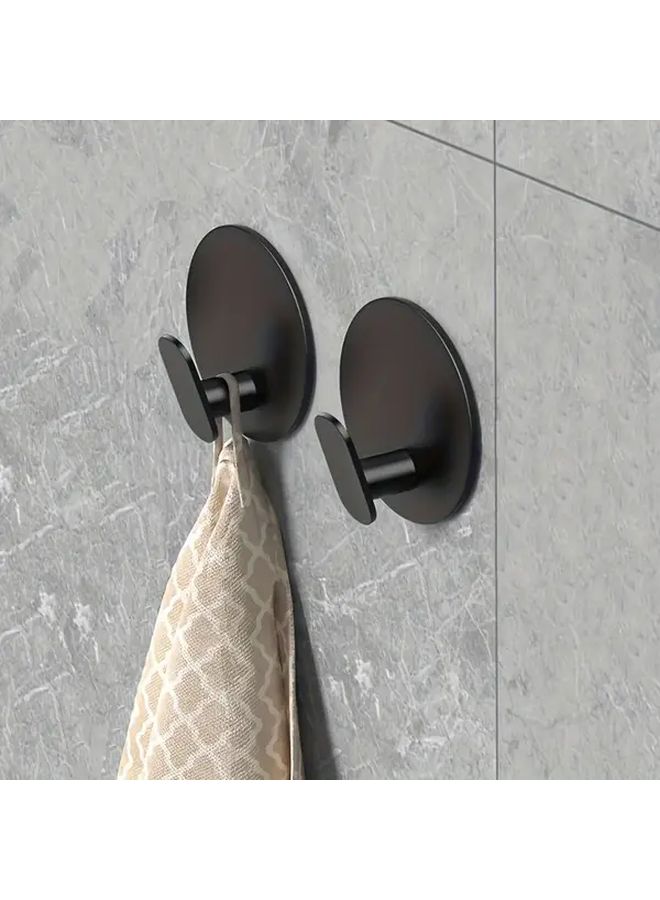 Modern Black Wall Mounted Towel Hooks 2pcs Adhesive Bathroom Kitchen Organizer - Image 5