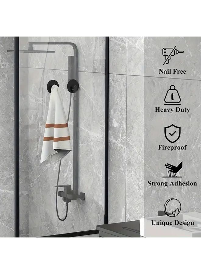 Modern Black Wall Mounted Towel Hooks 2pcs Adhesive Bathroom Kitchen Organizer - Image 4
