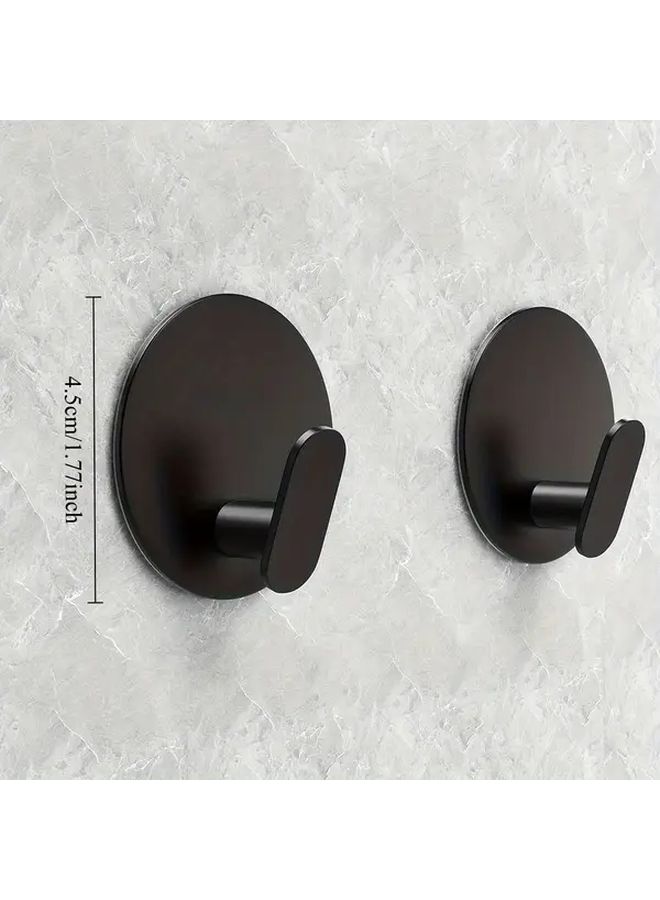 Modern Black Wall Mounted Towel Hooks 2pcs Adhesive Bathroom Kitchen Organizer - Image 3