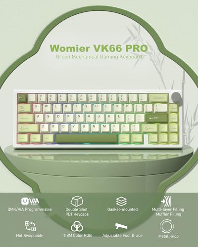 Womier 60 Gaming Mechanical Keyboard Green QMKVIA Creamy Keyboard Wired Hot Swappable Gasket Mount RGB Key Board PBT KeycapsVK66 PRO - Image 3
