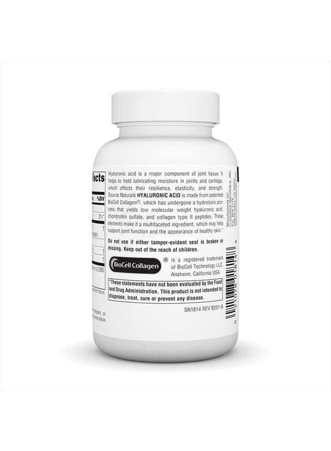 Source Naturals Hyaluronic Acid, Promotes Healthy Joints and Skin*, 100mg - 60 Tablets  - Image 3