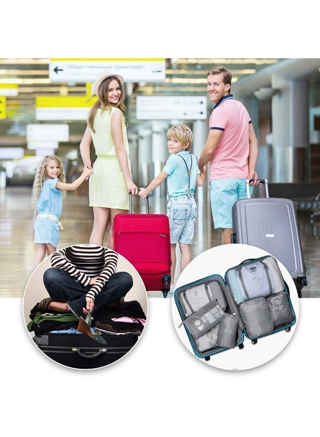 7Piece Travel Packing Cubes Set with Toiletry Bag Waterproof Compression Luggage Organizers for Suitcases Lightweight Space Saving Grey - Image 4