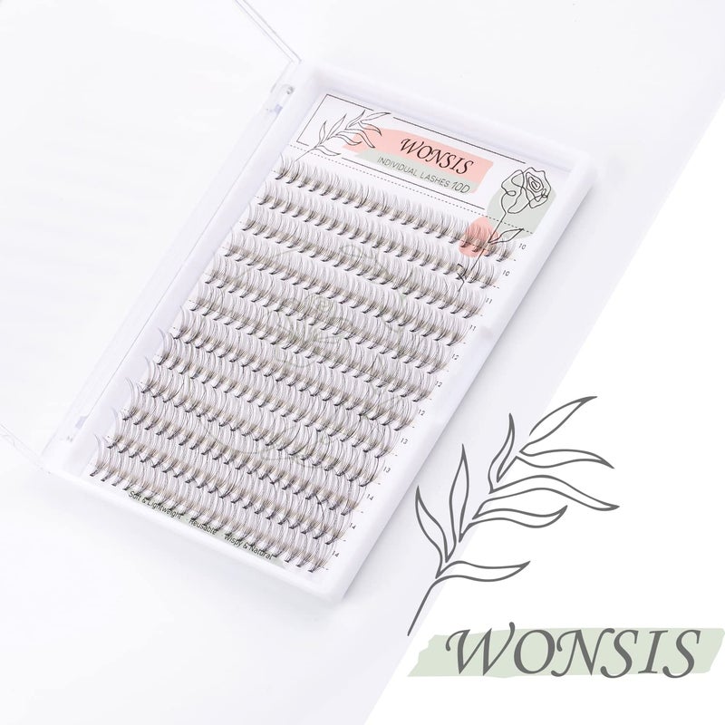 WONSIS Individual Lashes, Lash Clusters, 240 Pcs 10D Individual Lash Extensions, Natural Soft Lightweight Reusable, Thickness 0.07mm C Curl False Eyelashes 10/11/12/13/14mm (10D 10-14mm) - Image 5