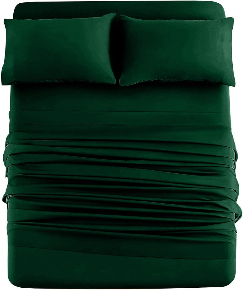 DAN RIVER DAN RIVER Queen Jersey Sheet Set|Luxury Heather 100% Cotton Bed Sheets|T-Shirt Sheets|All Season Bedding|Soft Comfortable Deep Pocket Jersey Cotton Bed Sheets (4Pc  Queen  Hunter Green)  - Image 1