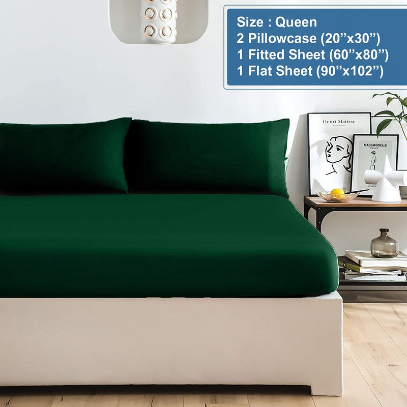 DAN RIVER DAN RIVER Queen Jersey Sheet Set|Luxury Heather 100% Cotton Bed Sheets|T-Shirt Sheets|All Season Bedding|Soft Comfortable Deep Pocket Jersey Cotton Bed Sheets (4Pc  Queen  Hunter Green)  - Image 3
