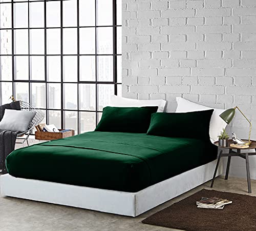 DAN RIVER DAN RIVER Queen Jersey Sheet Set|Luxury Heather 100% Cotton Bed Sheets|T-Shirt Sheets|All Season Bedding|Soft Comfortable Deep Pocket Jersey Cotton Bed Sheets (4Pc  Queen  Hunter Green)  - Image 2