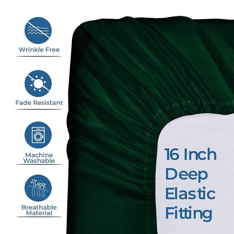 DAN RIVER DAN RIVER Queen Jersey Sheet Set|Luxury Heather 100% Cotton Bed Sheets|T-Shirt Sheets|All Season Bedding|Soft Comfortable Deep Pocket Jersey Cotton Bed Sheets (4Pc  Queen  Hunter Green)  - Image 5
