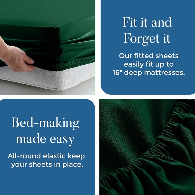 DAN RIVER DAN RIVER Queen Jersey Sheet Set|Luxury Heather 100% Cotton Bed Sheets|T-Shirt Sheets|All Season Bedding|Soft Comfortable Deep Pocket Jersey Cotton Bed Sheets (4Pc  Queen  Hunter Green)  - Image 4