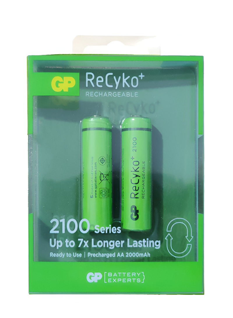 GP ReCyko 2100 Series Up to 7x Longer Lasting Chargeable AA 2000 mAh Battery 2 Pcs - Image 1