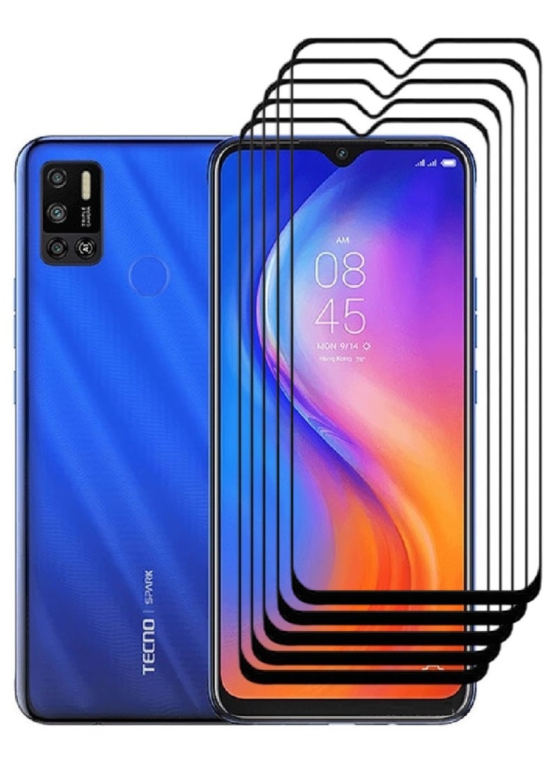 AINA 5 Pieces Tempered Glass Screen Protector 5D Designed For Tecno Spark 6 Air Full Glue Edge to Edge Full Screen Coverage And Bubble Free - Image 1