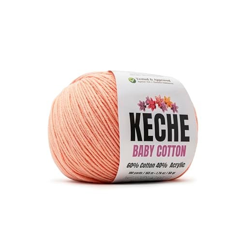 Keche Cotton Yarn, 60% Cotton 40% Acrylic Yarn, Soft Cotton Yarn for Crochet and Knitting, Amigurumi Yarn 1 Skein/Ball 1.76 Oz (50g) / 180 Yrds (165m) - Skin Color - Image 1