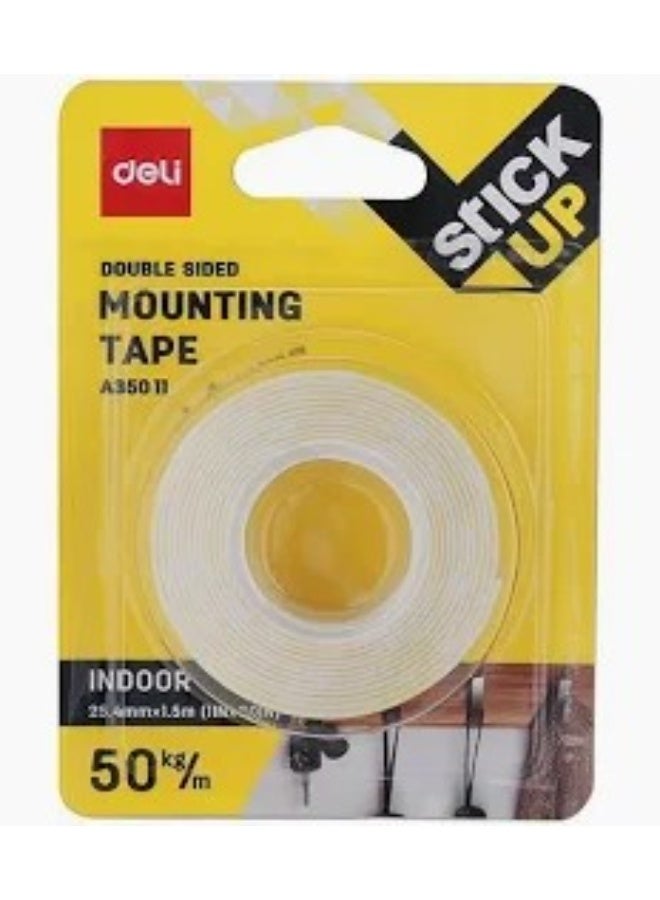 Deli Double-Sided Mounting Tape 50kg/m Heavy Duty Adhesive | Strong Foam Tape for Wall Mounting, Office & Home Use