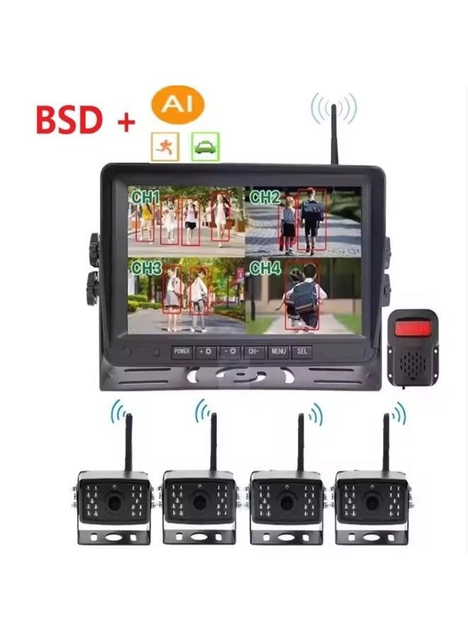 7'' Wireless AHD Blind Spot Radar BSD Alarm DVR Record Split Screen IPS Monitor Wifi IR Camera For Car Truck Bus Vans RV - Image 1
