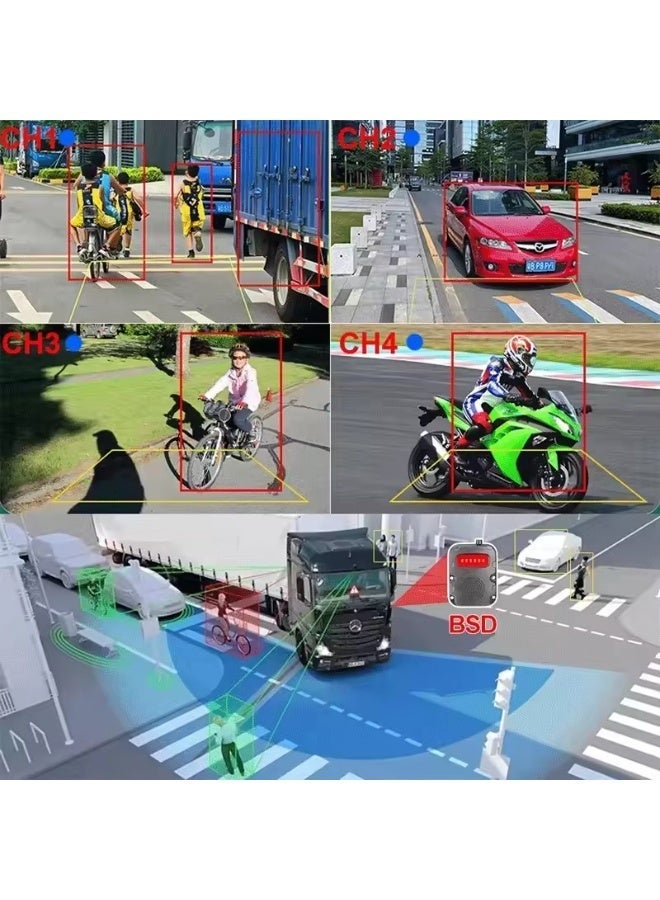 7'' Wireless AHD Blind Spot Radar BSD Alarm DVR Record Split Screen IPS Monitor Wifi IR Camera For Car Truck Bus Vans RV - Image 4