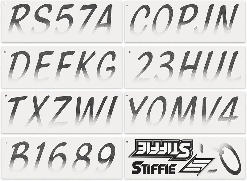 Stiffie Whipline Black/White 3" Boat & PWC Registration Decals • Numbers Letters Stickers - Image 3