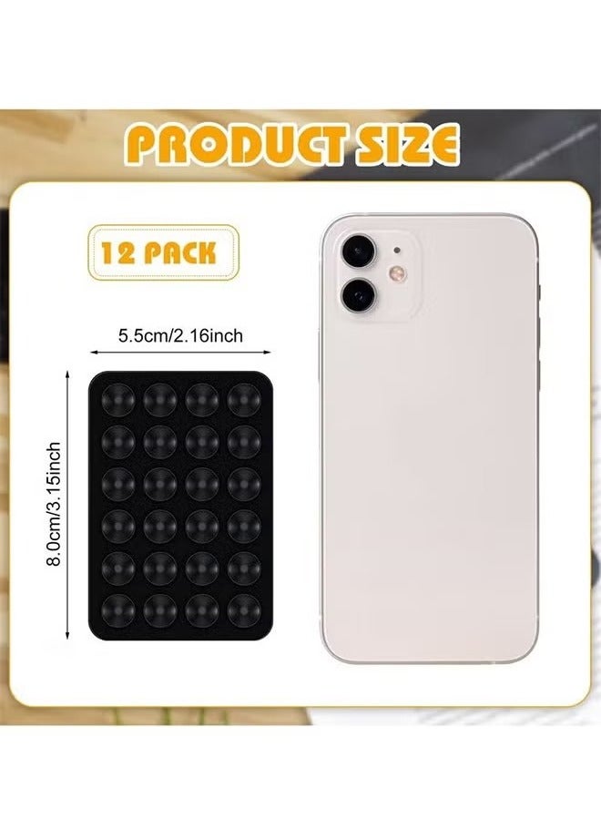 Silicone Phone Suction Mat, Non Slip Phone Suction Cup Mat, Adhesive Phone Accessory Holder, Suitable for Home Kitchen Mirror Bathroom (12Pcs, Black) - Image 3