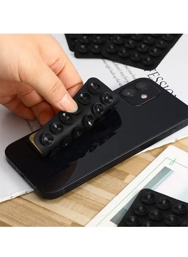 Silicone Phone Suction Mat, Non Slip Phone Suction Cup Mat, Adhesive Phone Accessory Holder, Suitable for Home Kitchen Mirror Bathroom (12Pcs, Black) - Image 4