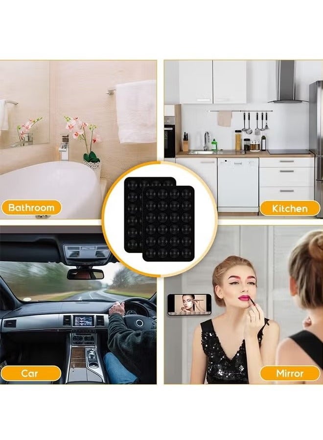 Silicone Phone Suction Mat, Non Slip Phone Suction Cup Mat, Adhesive Phone Accessory Holder, Suitable for Home Kitchen Mirror Bathroom (12Pcs, Black) - Image 5