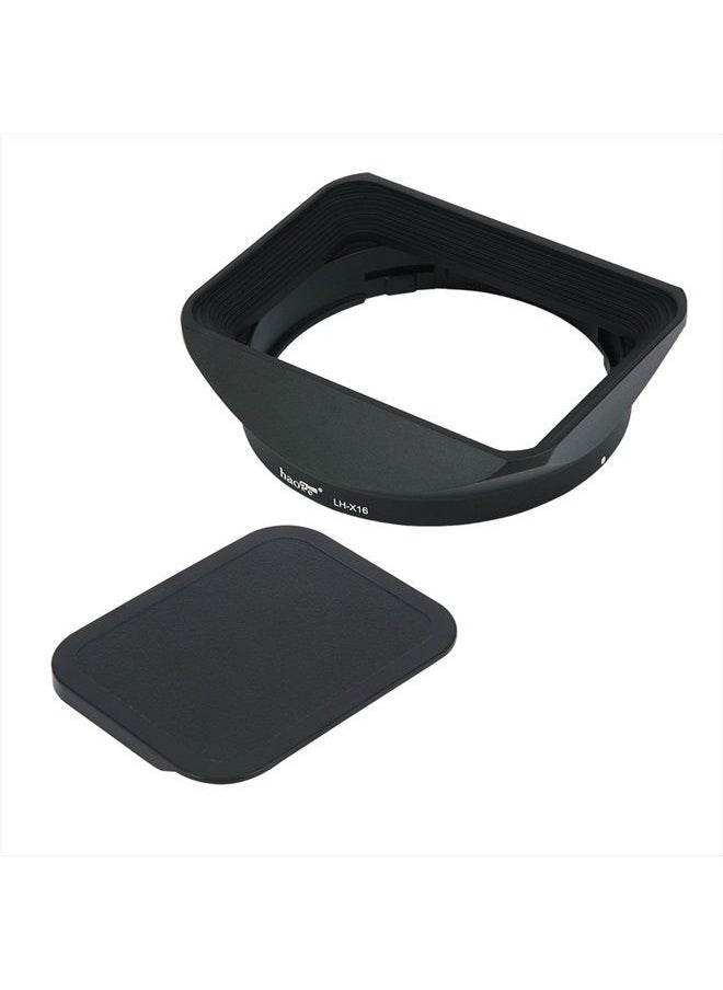 Haoge - Bayonet Square Metal Lens Hood Shade with Cap for Fujifilm Fuji Fujinon XF16mmF1.4 XF 16mm F1.4 R WR Wide Angle on X-Pro2 X-Pro1 X-T2 X-T1 X-T20 X-T10 X-E2S X-A5 X-A20 X-E3 X-H1 Replace LH-XF16 - Image 1