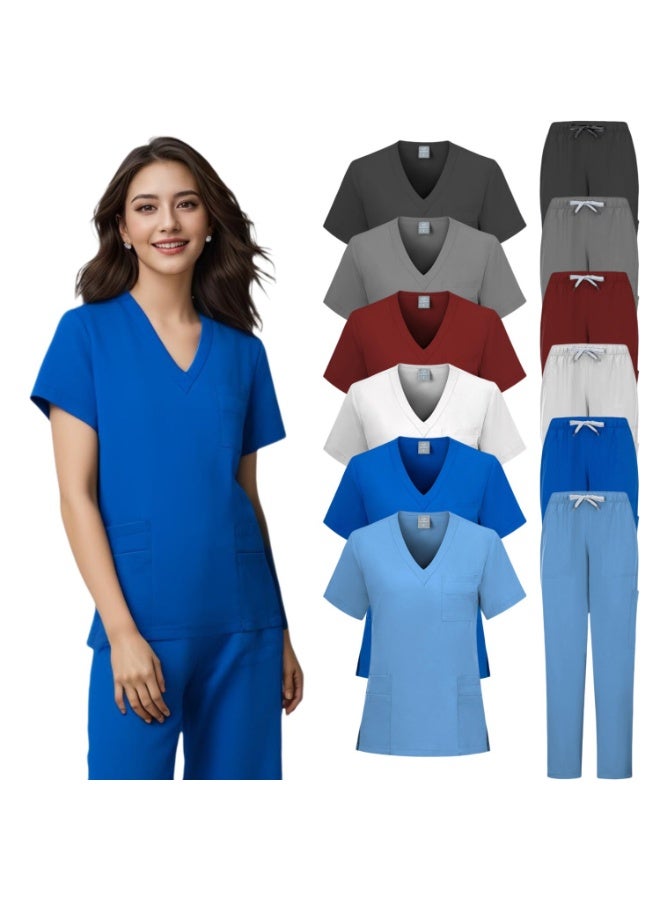 Loquat Womens Medical Scrubs Set Medical Uniform Set Light Blue - Image 4