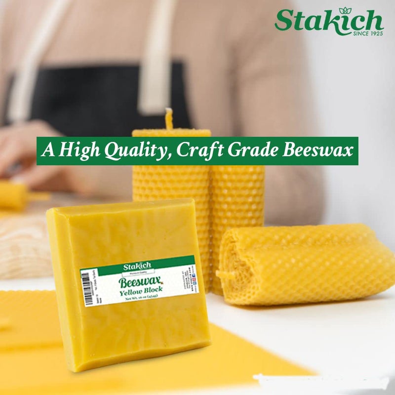 Stakich Yellow Beeswax Block - Natural, Triple Filtered - 2 Pound - Image 3