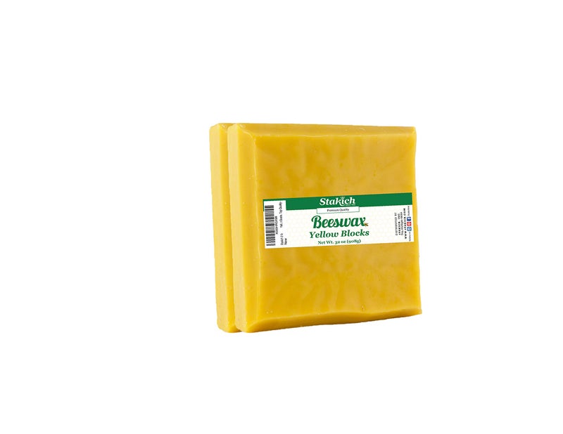Stakich Yellow Beeswax Block - Natural, Triple Filtered - 2 Pound - Image 1