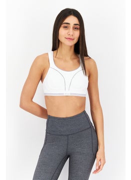 Women Mesh Non Padded Ultimate Running Sports Bra, White